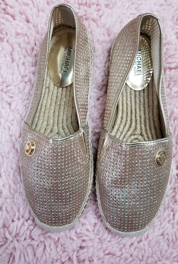 Michael Kors Hastings glitter gold mesh espradille